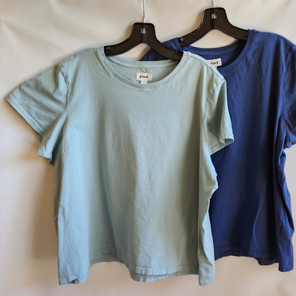 Pact Crew Neck Organic Cotton T Shirts XXXL Lt and Dk Blue